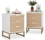 Set of 2 Modern Nightstands with 3 Drawers