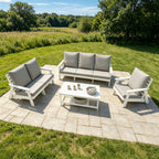 HIPS Loveseat with Cushion, Wood Grain Outdoor Garden Sofa