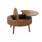 Modern Round Lift-Top Coffee Table with Half Flip-Top & Hidden Storage