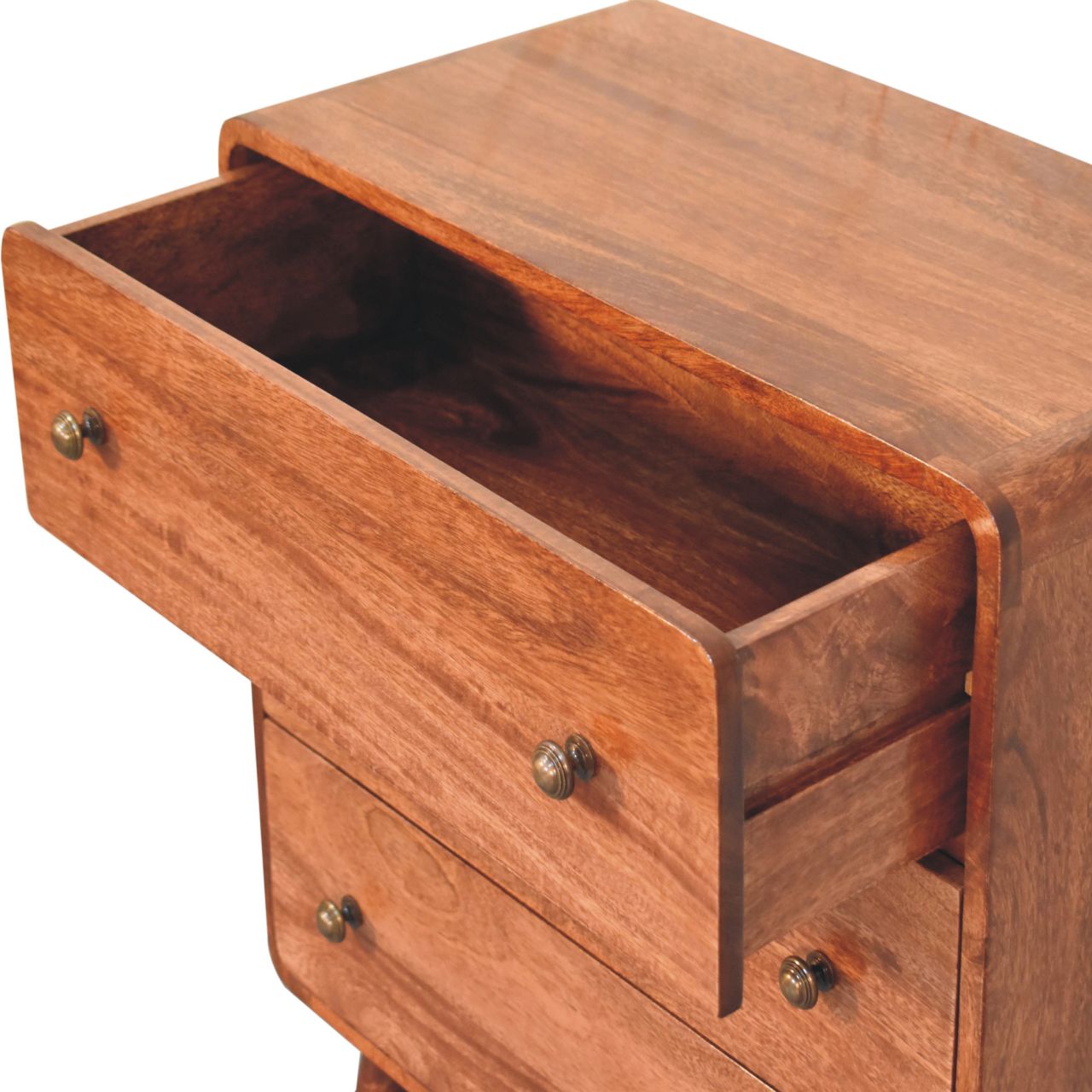 Solid Wood Curved Honey Chest of Drawers
