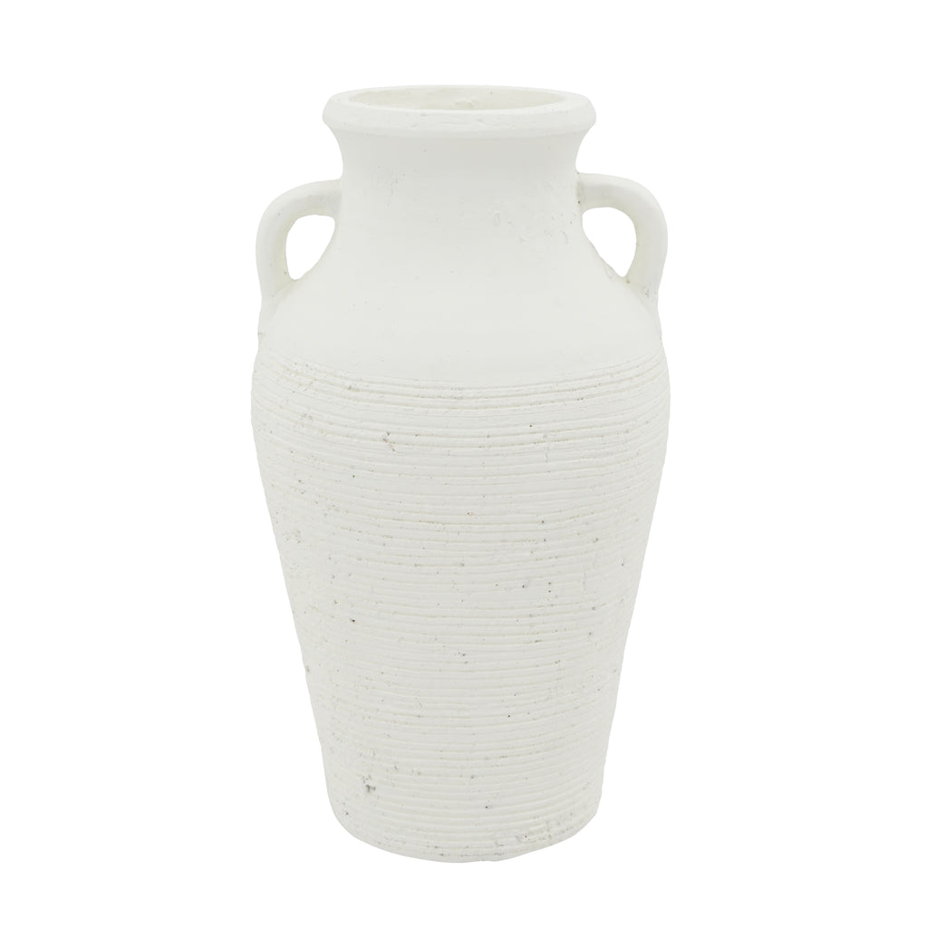 Rustic White Terracotta Tall Vase