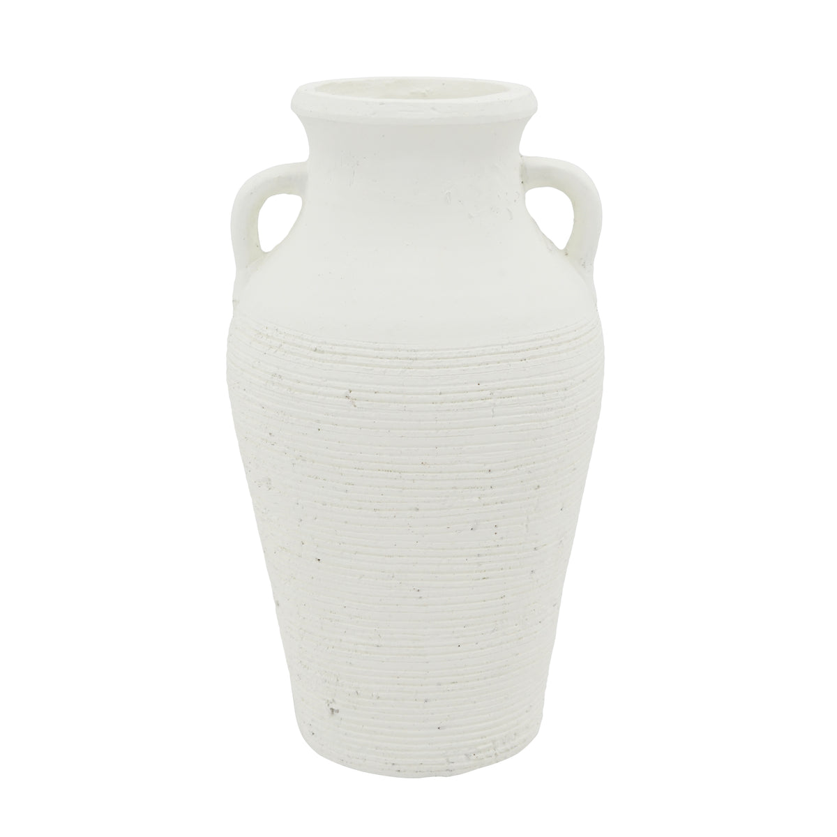 Rustic White Terracotta Tall Vase