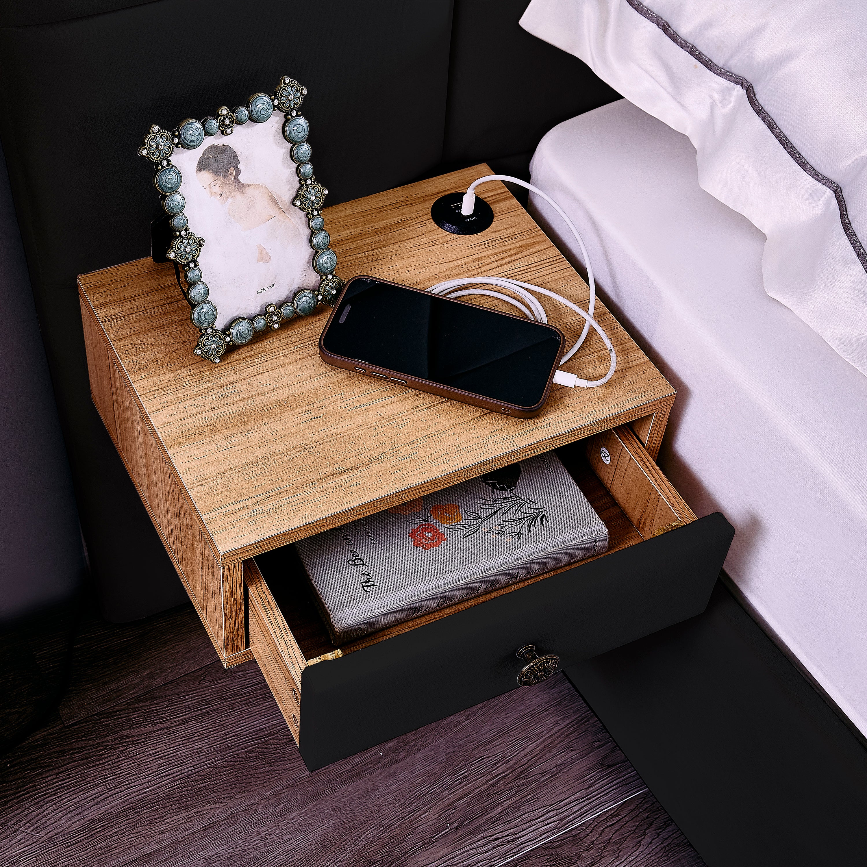 King Size Storage Velvet Upholstered Hydraulic Platform Bed