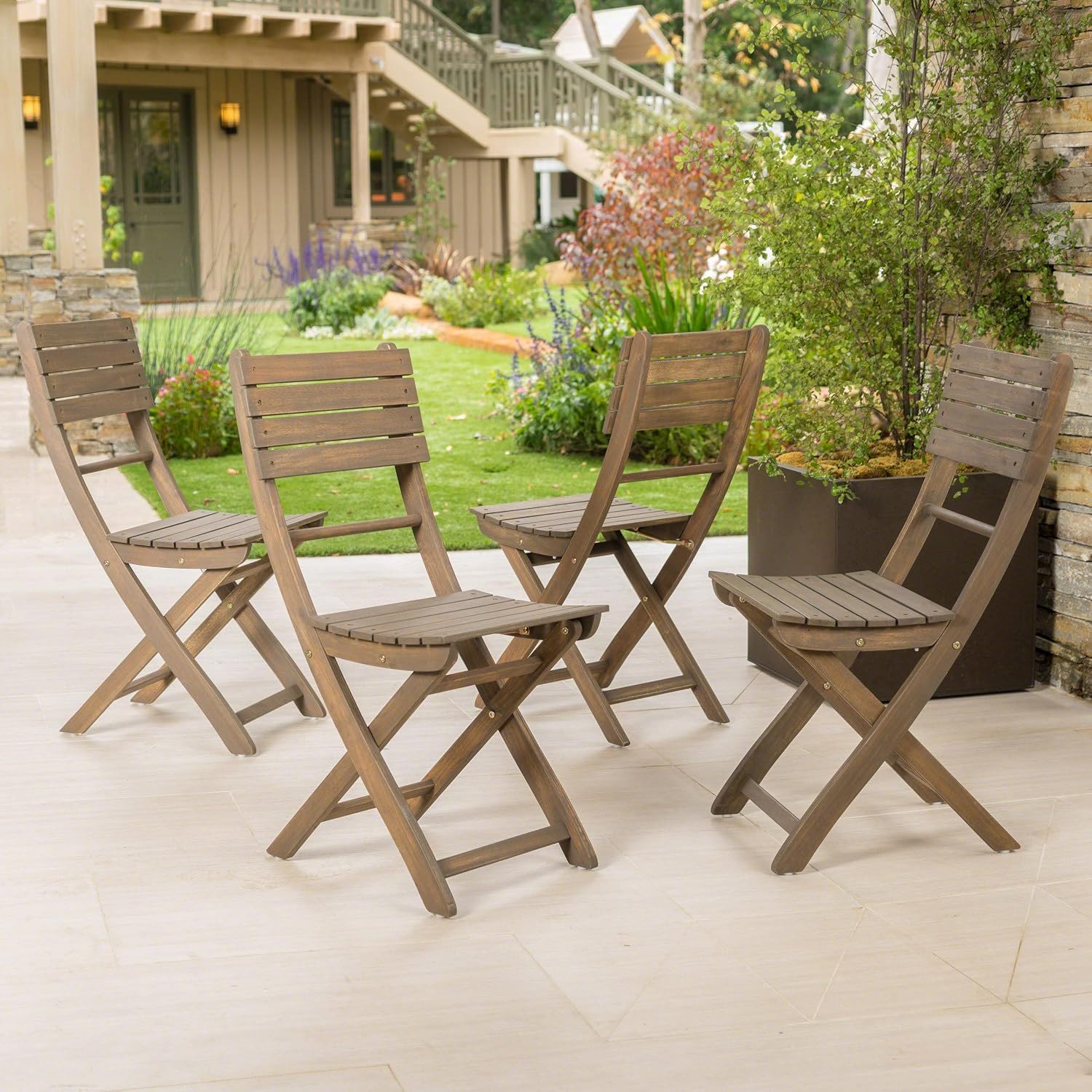 Positano 4 Piece Foldable Chair Set - Gray