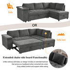 Mirod 91.5-Inch L Shaped Couch with Pull Out Bed
