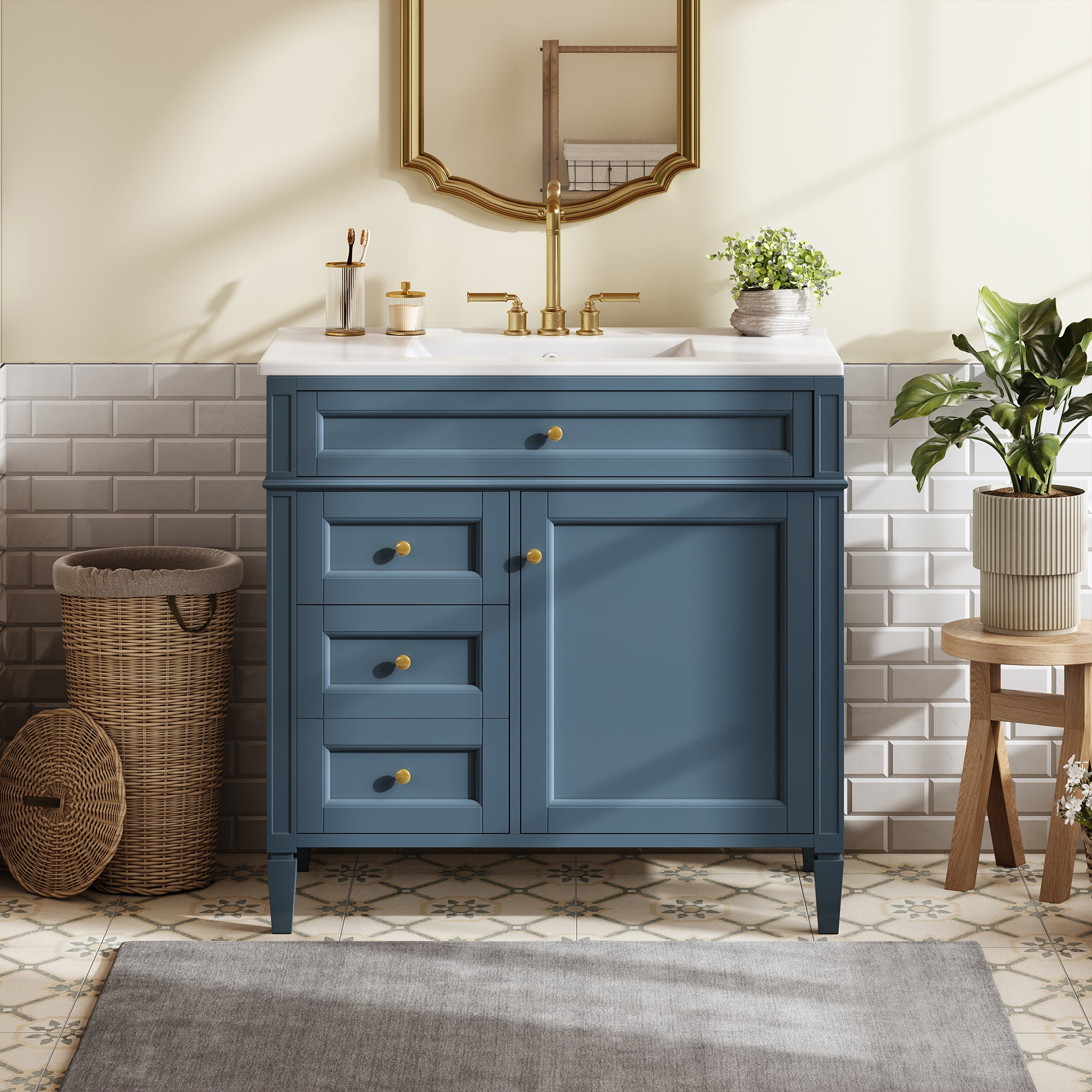 36" Bathroom Vanity With Top Sink