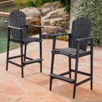Outdoor Acacia Wood Adirondack Barstools, Set of 2