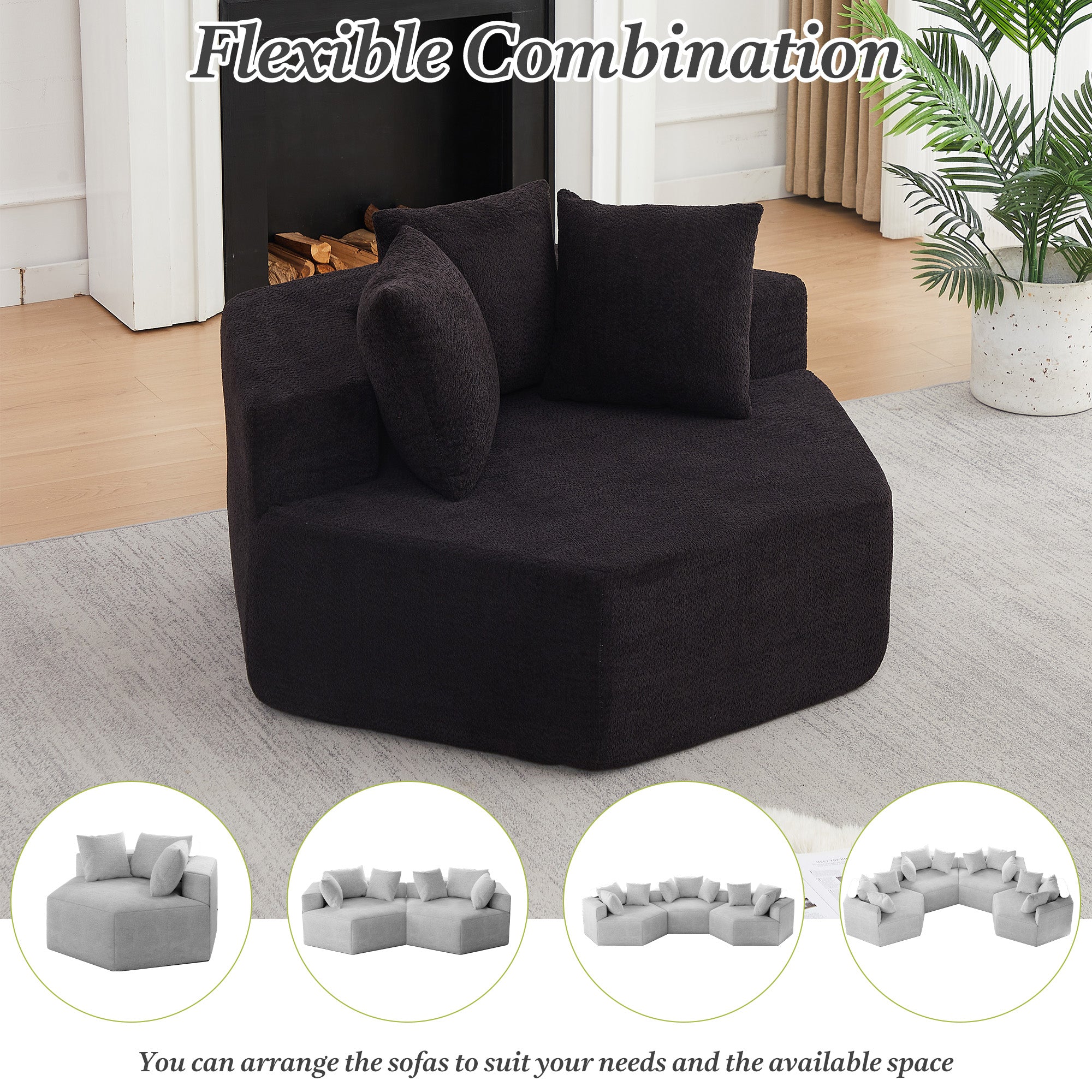 54-Inch Modern-Style Hexagonal Single Lounge Chair