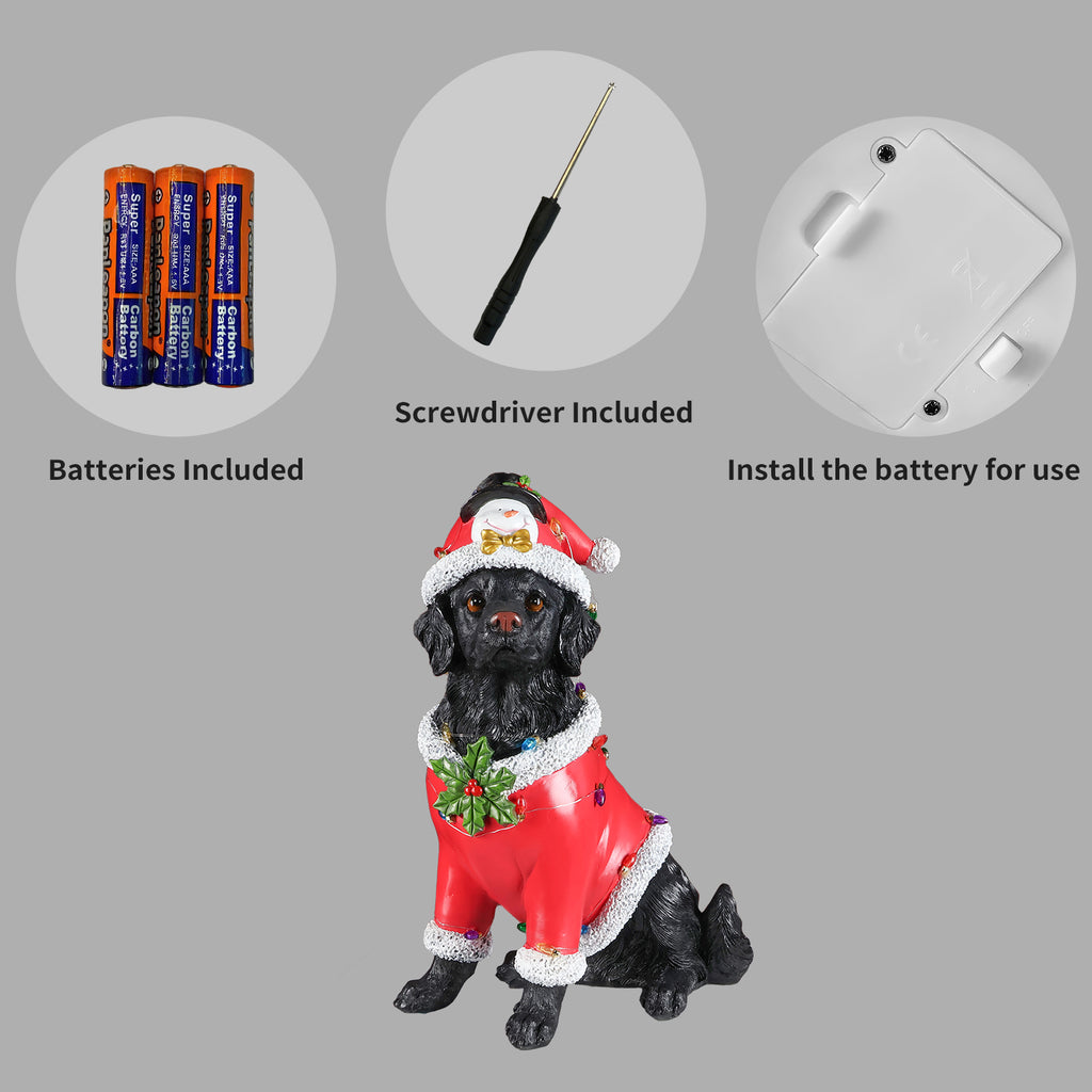 Christmas Dog Statue, Holiday Dog Figurine