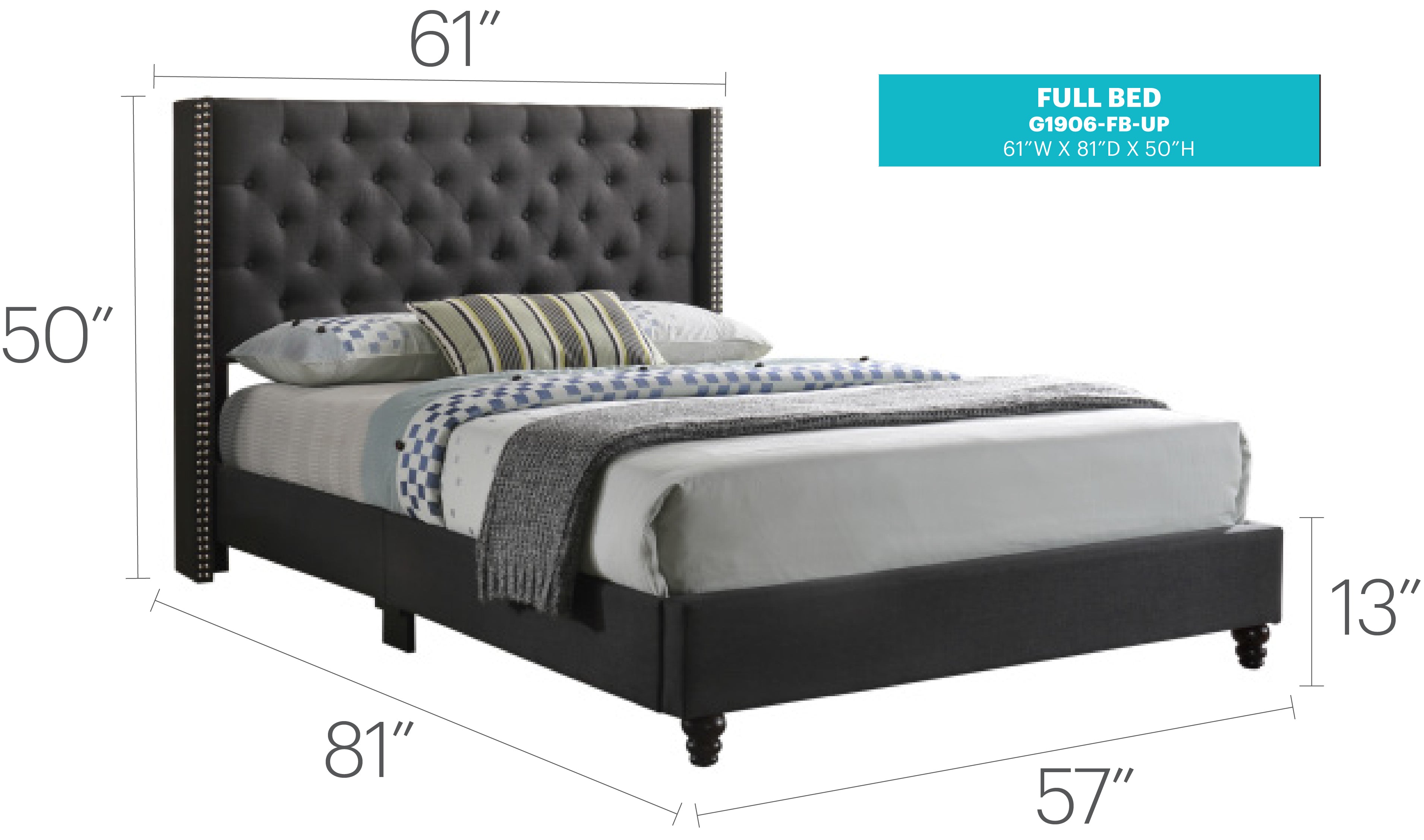 Elegant Transitional Full Upholstered Bed