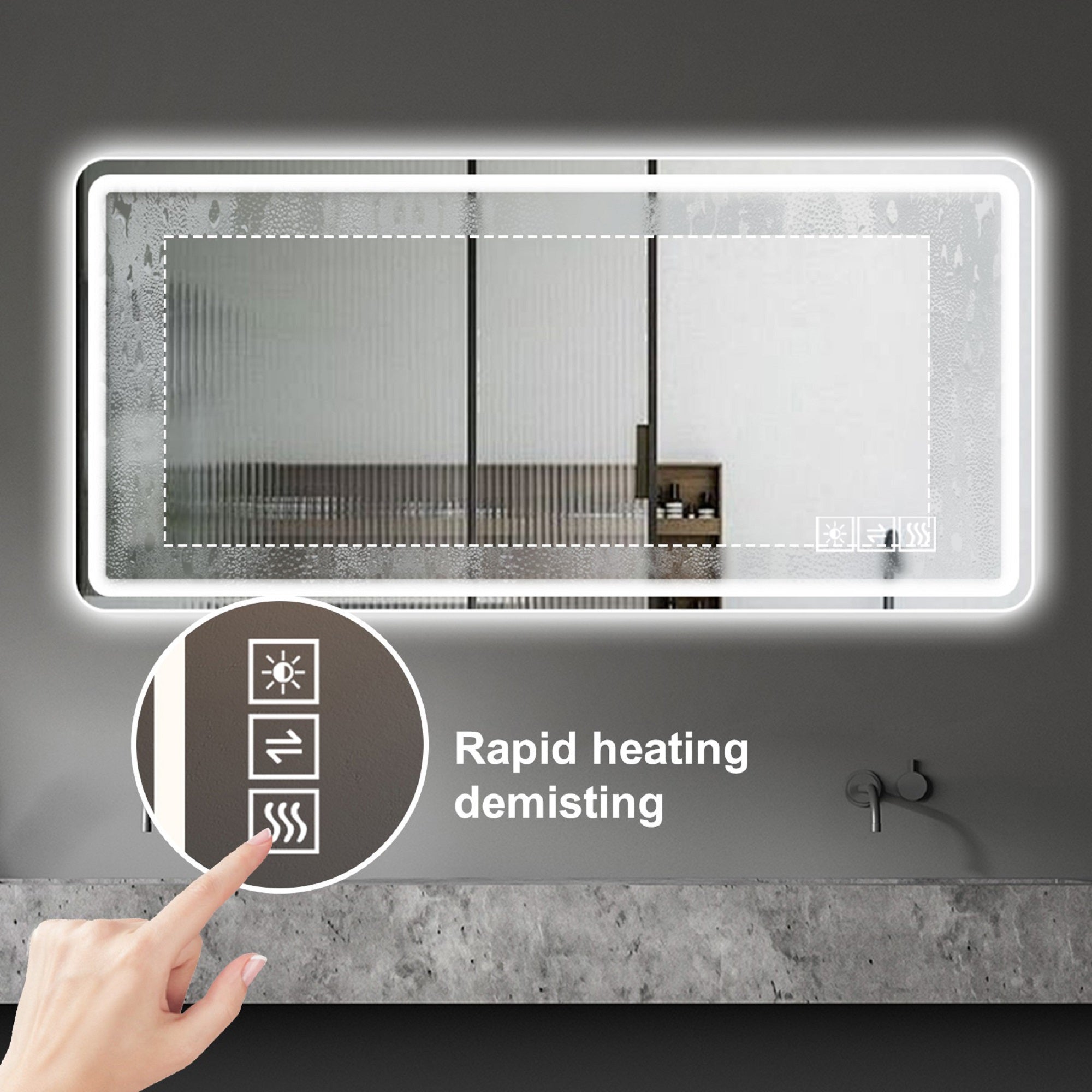 60X28 Inch LED Bathroom Mirror