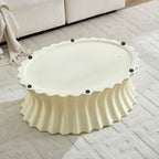 35.04 Inch Oval Coffee Table - Vintage Sturdy Fiberglass Design