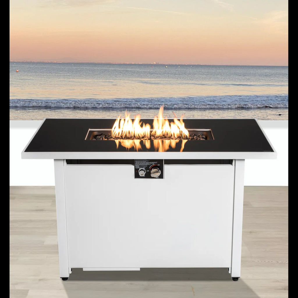 43" Metal Rectangular Fire Pit – Outdoor Patio Heating Table