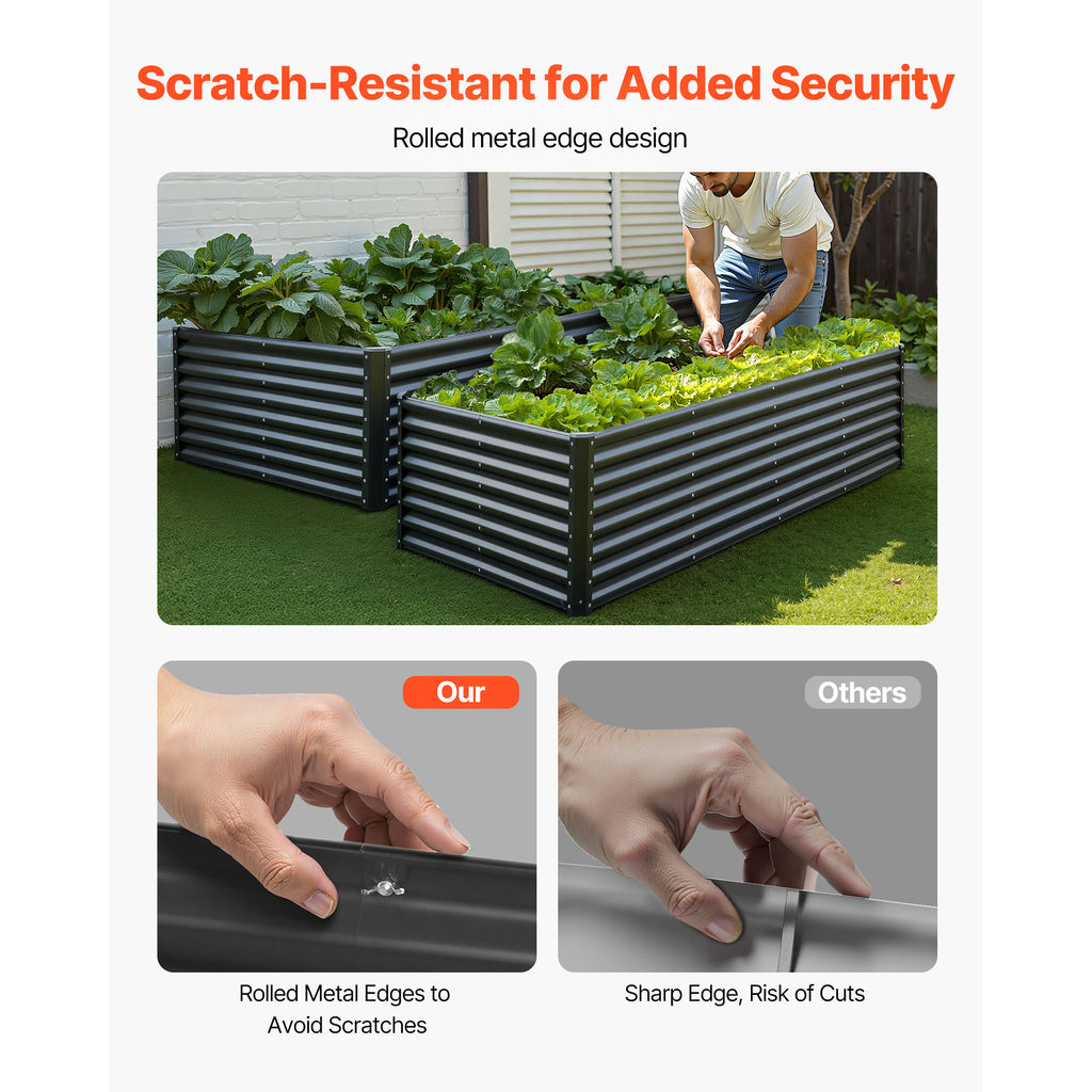 Metal Raised Garden Bed - 8 x 4 x 2 ft Galvanized Planter