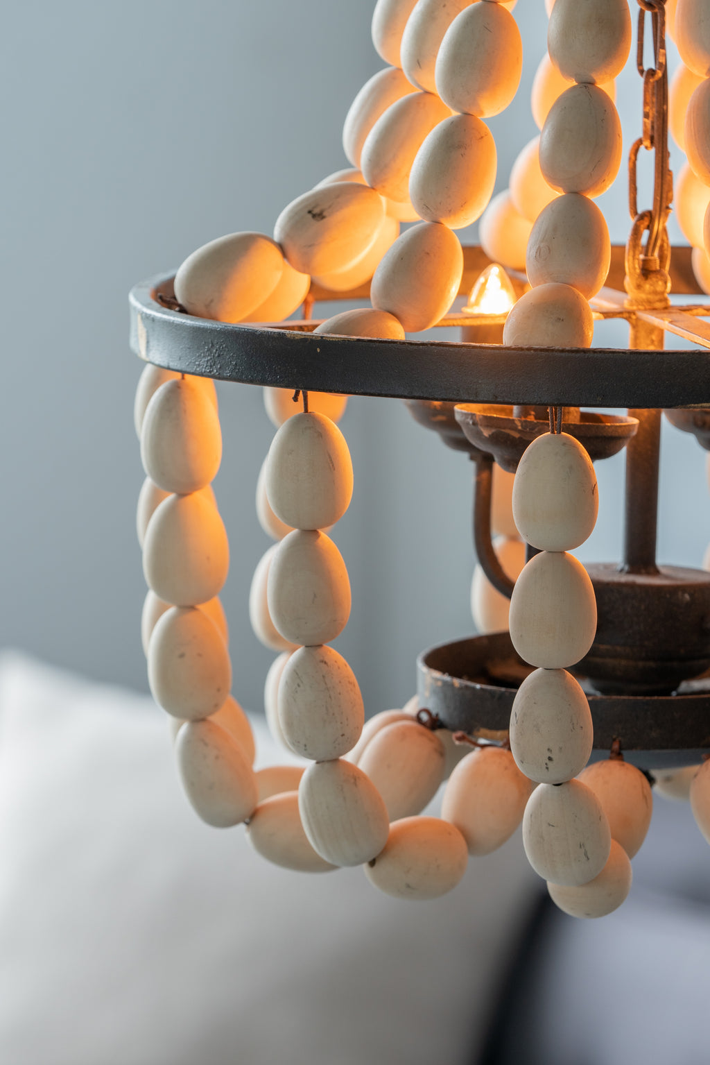 Large Beaded 4-Light Chandelier