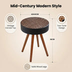 15.7" Round Small Drink Table with Solid Wood Legs