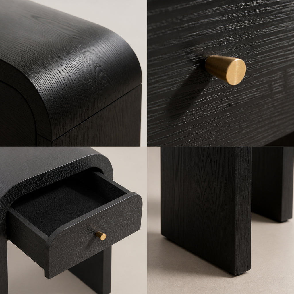 Curved Bedside Side Table