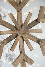 Large Fir Wood Snowflake Ornaments - Set of 2