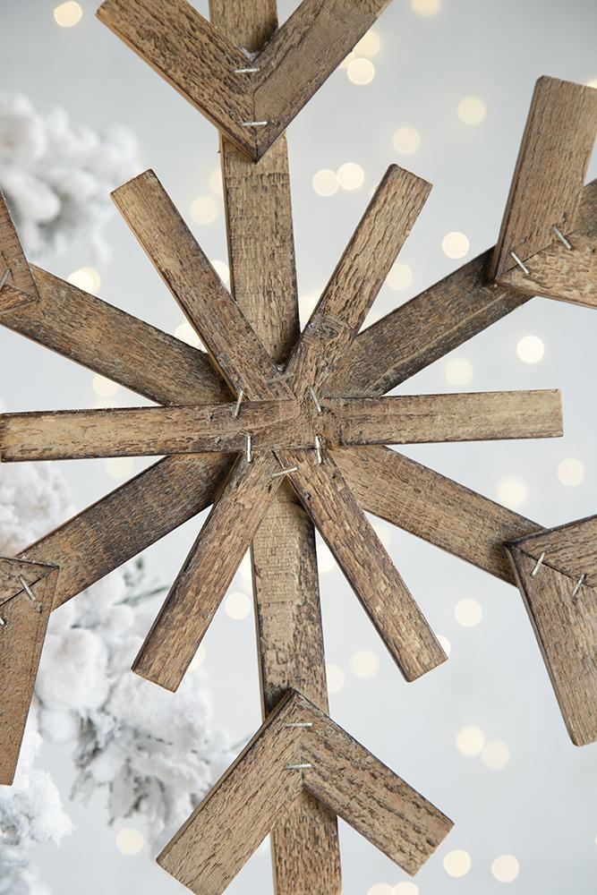 Large Fir Wood Snowflake Ornaments - Set of 2