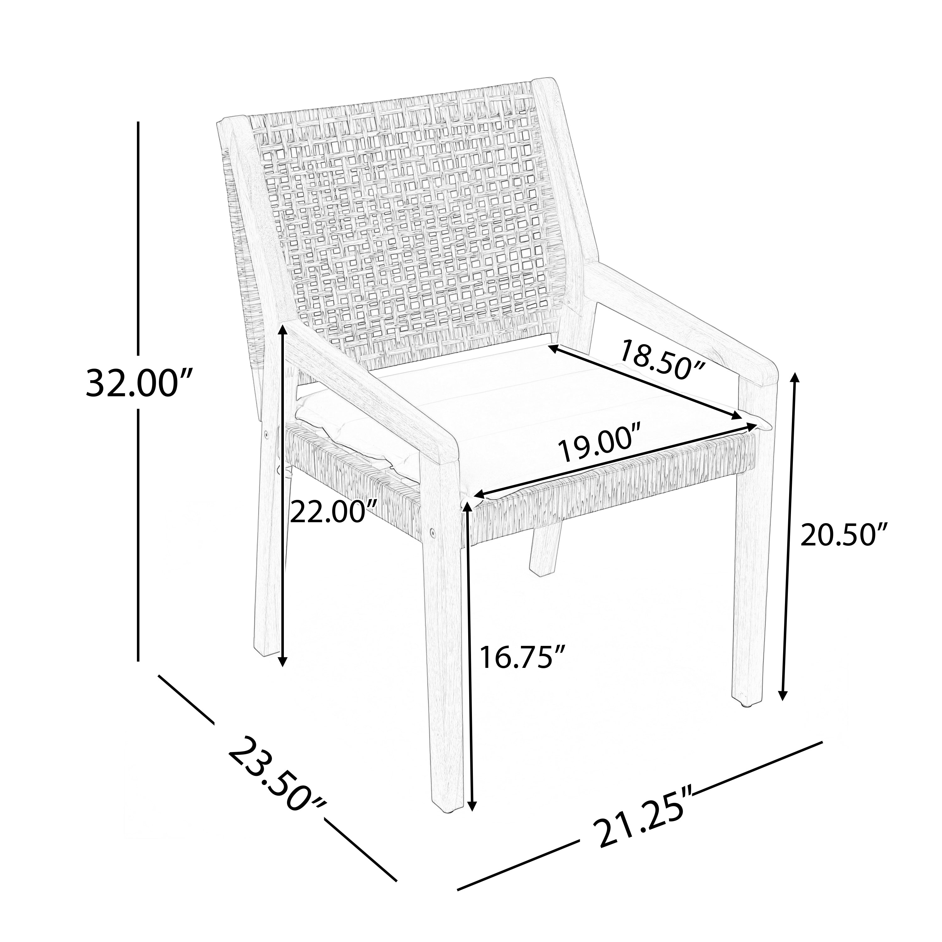 Outdoor Dining Chair Set - Acacia Wood and Wicker