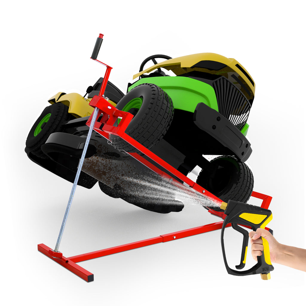 Heavy Duty Steel Riding Mower Lift, 880 Lbs Capacity, Telescopic, Red