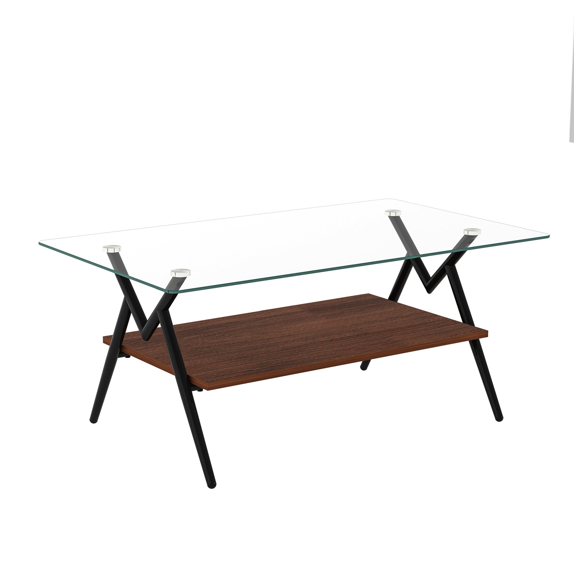 Rectangle Coffee Table with Tempered Glass Top