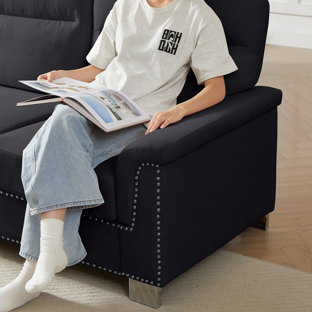 82" Modern Compressed Snowfleece Fabric 3-Seater Sofa