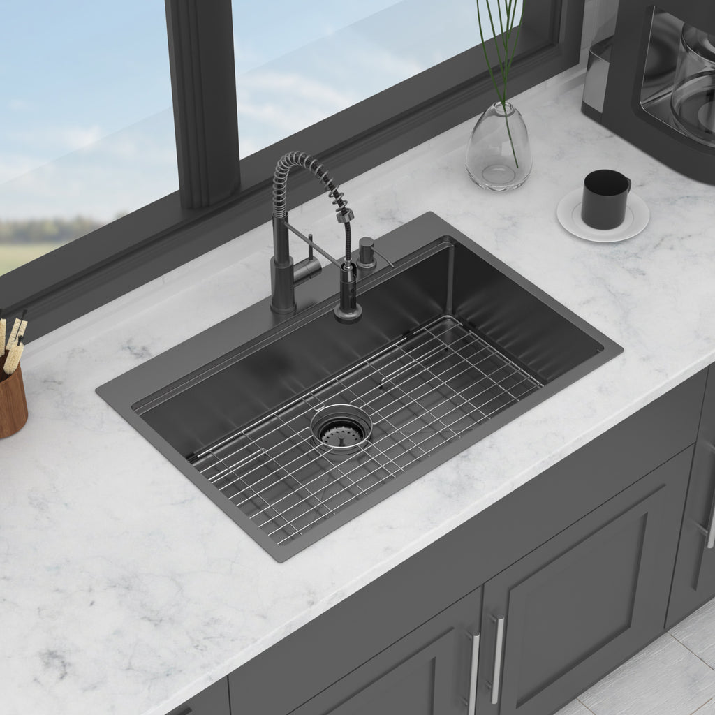 36" Drop-in Workstation Gunmetal Sink