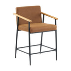 Counter Stool with Iron Frame - Set of 2 - Black and Reddish
