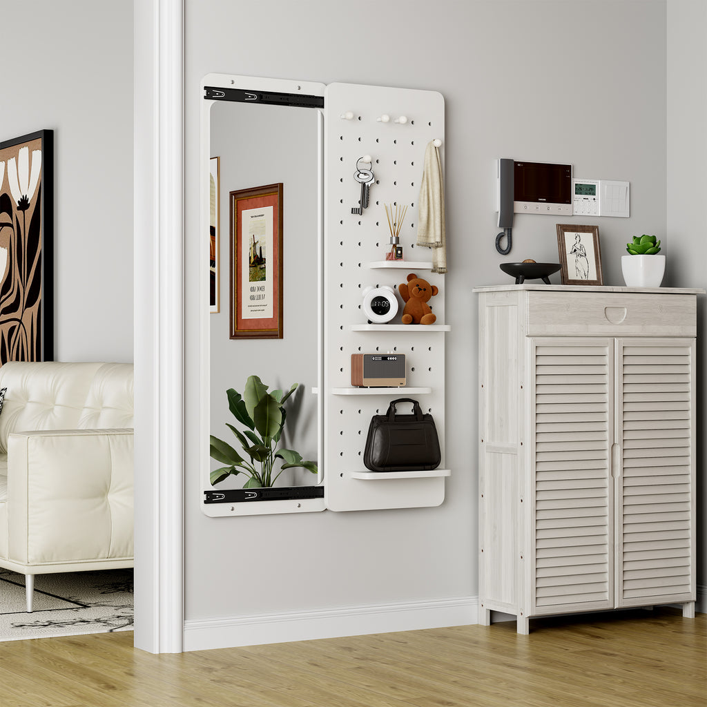 Wall-Mounted Full-Length Mirror - 47.6 x 15.7 Inch - White