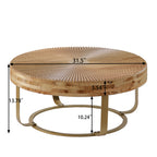 Modern Round Coffee Table with Wooden Carving Pattern