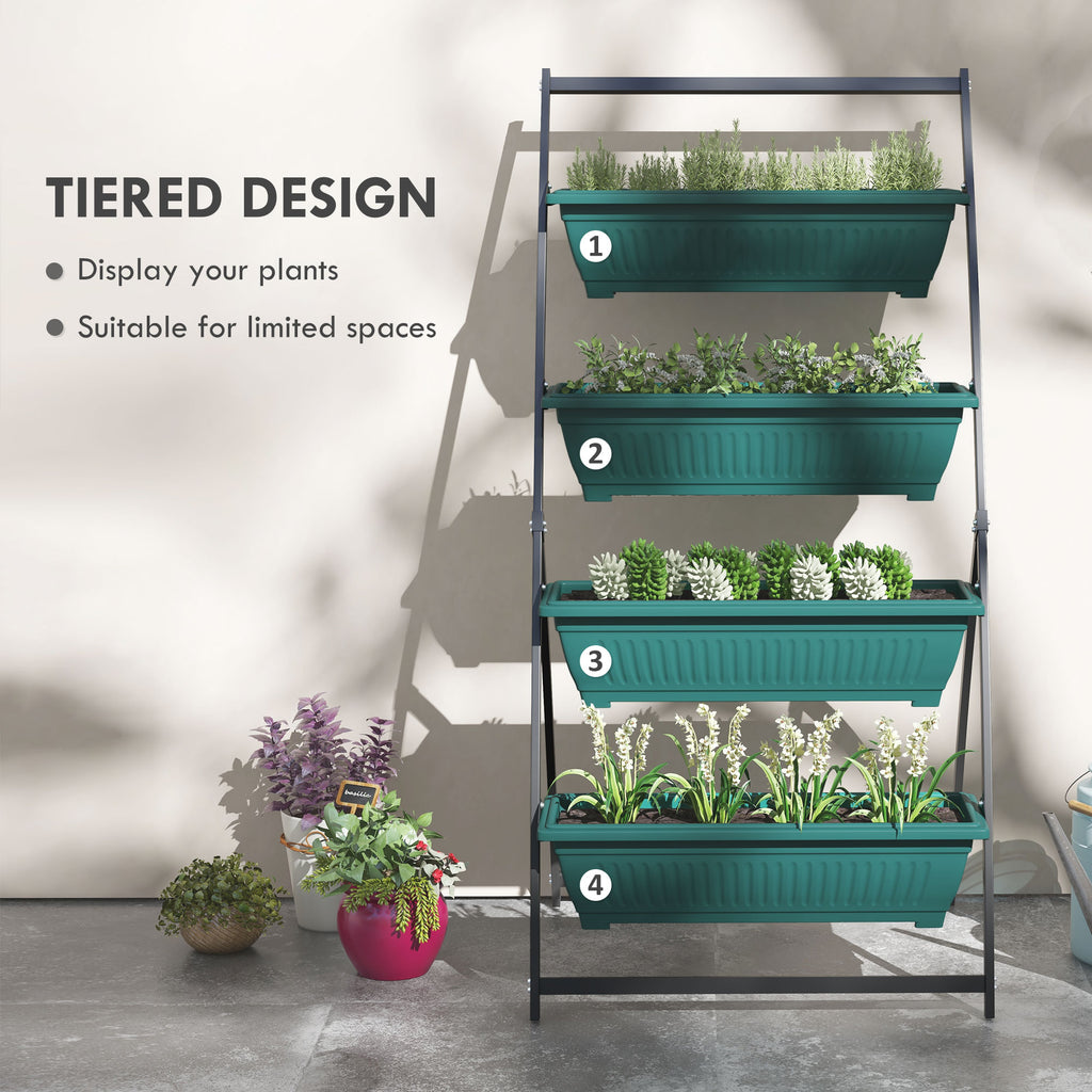 Outsunny Raised Garden Bed, 4 Tier Vertical Garden Planter Set