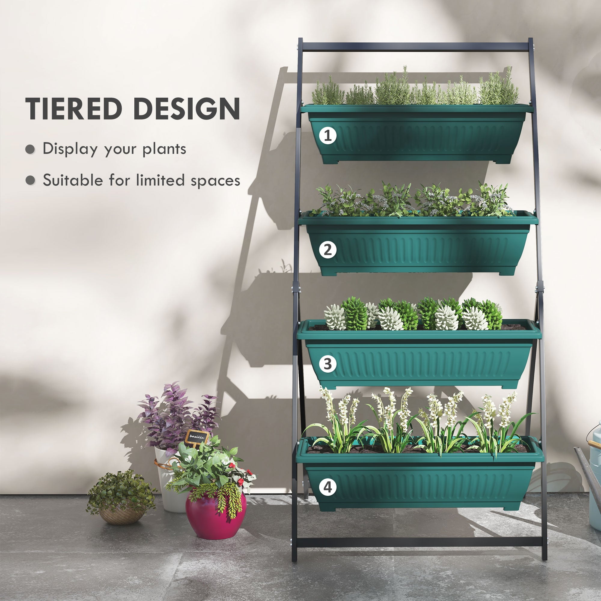 Outsunny Raised Garden Bed, 4 Tier Vertical Garden Planter Set