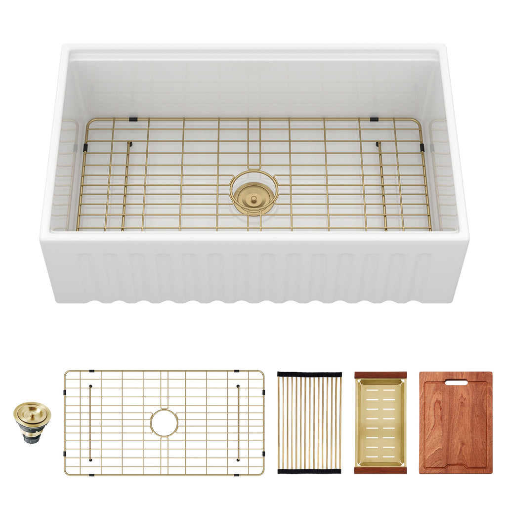 33 Inch White Farmhouse Kitchen Sink