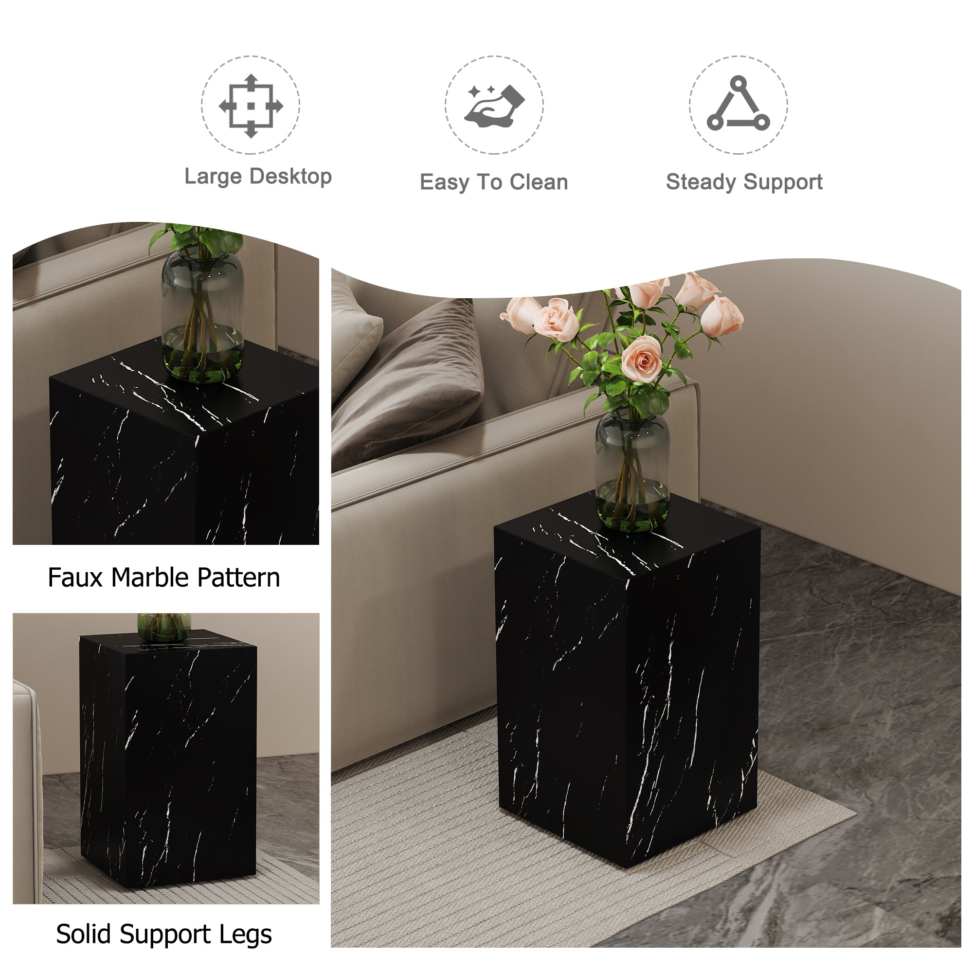 MDF Table - 11.8 x 11.8 x 19.6 Inch