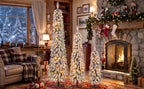 Snow Flocked Pre-Lit Pencil Christmas Tree