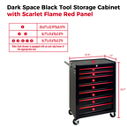 Rolling Metal Tool Chest with 7 Drawers - Black