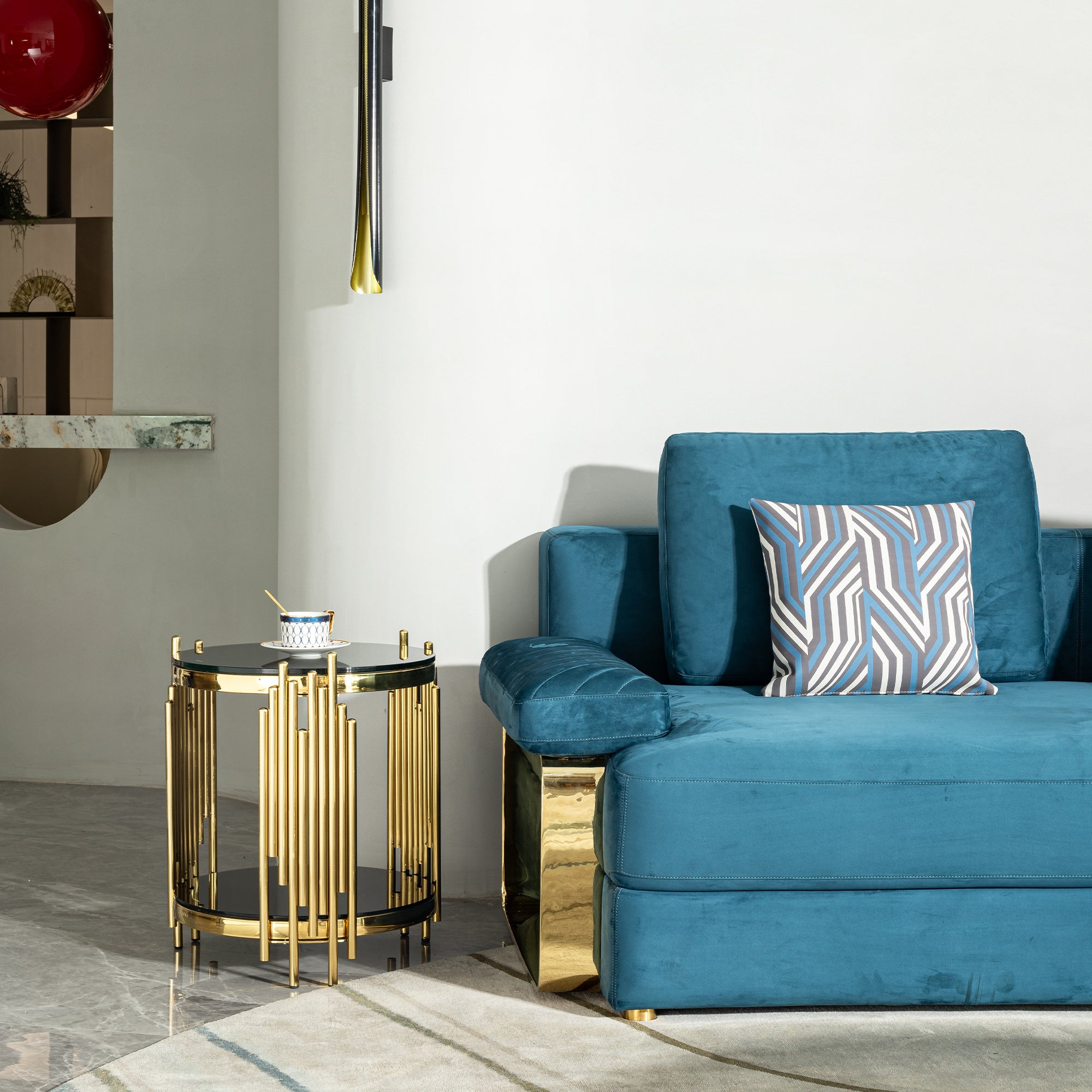 Luxury Round End Table with 2-Tier