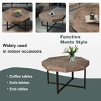 Wood Octagonal Vintage Patchwork Craft Farmhouse Coffee Table
