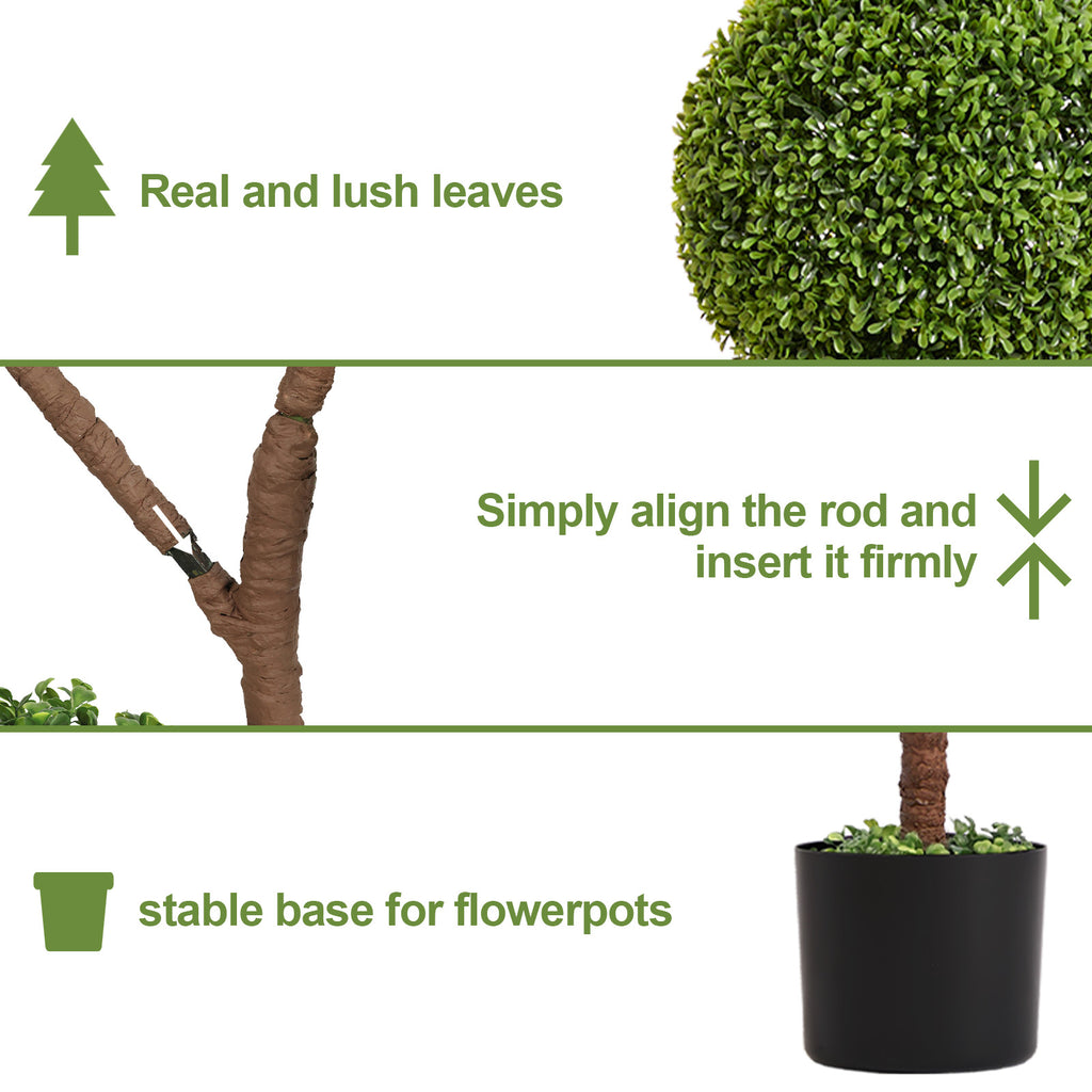 Artificial Boxwood Topiary Tree - 5FT Tall Triple Ball Shape