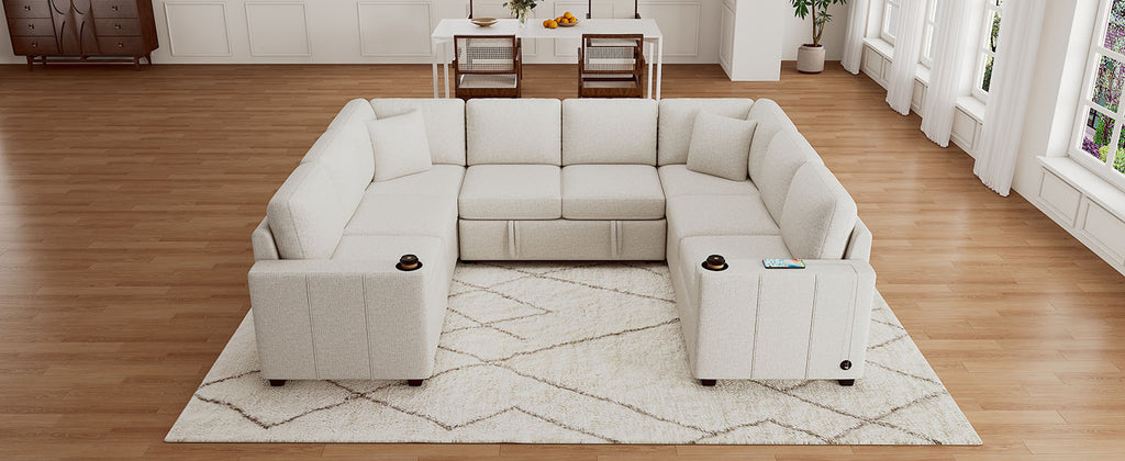 107.1" Sectional Sofa Convertible Pull-out Sofa Bed