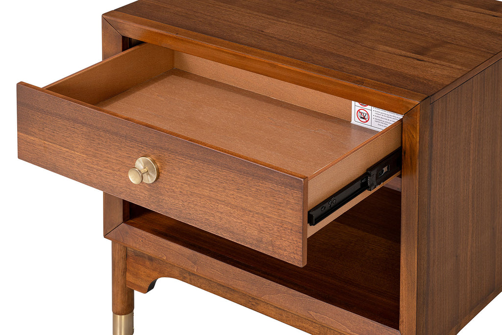 Mid Century Modern Style 1pc Nightstand English Dovetail Drawer USB Port
