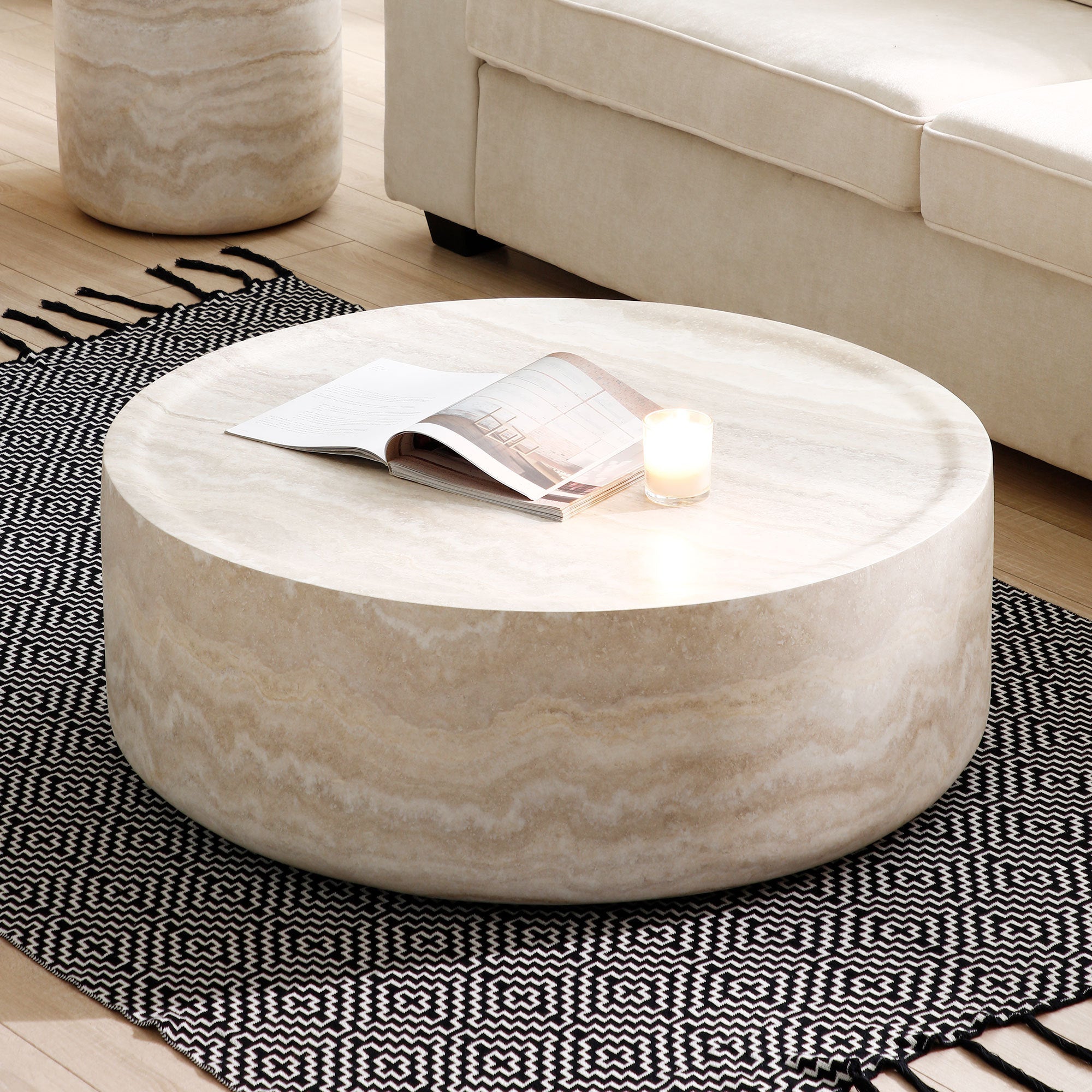 39.37'' Faux MARS Pattern Round Coffee Table