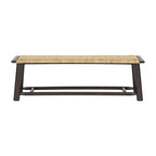 Farmhouse Modern Solid Wood Rattan Bench - 59 Inch