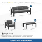 4-Piece Modern Aluminum Patio Conversation Set