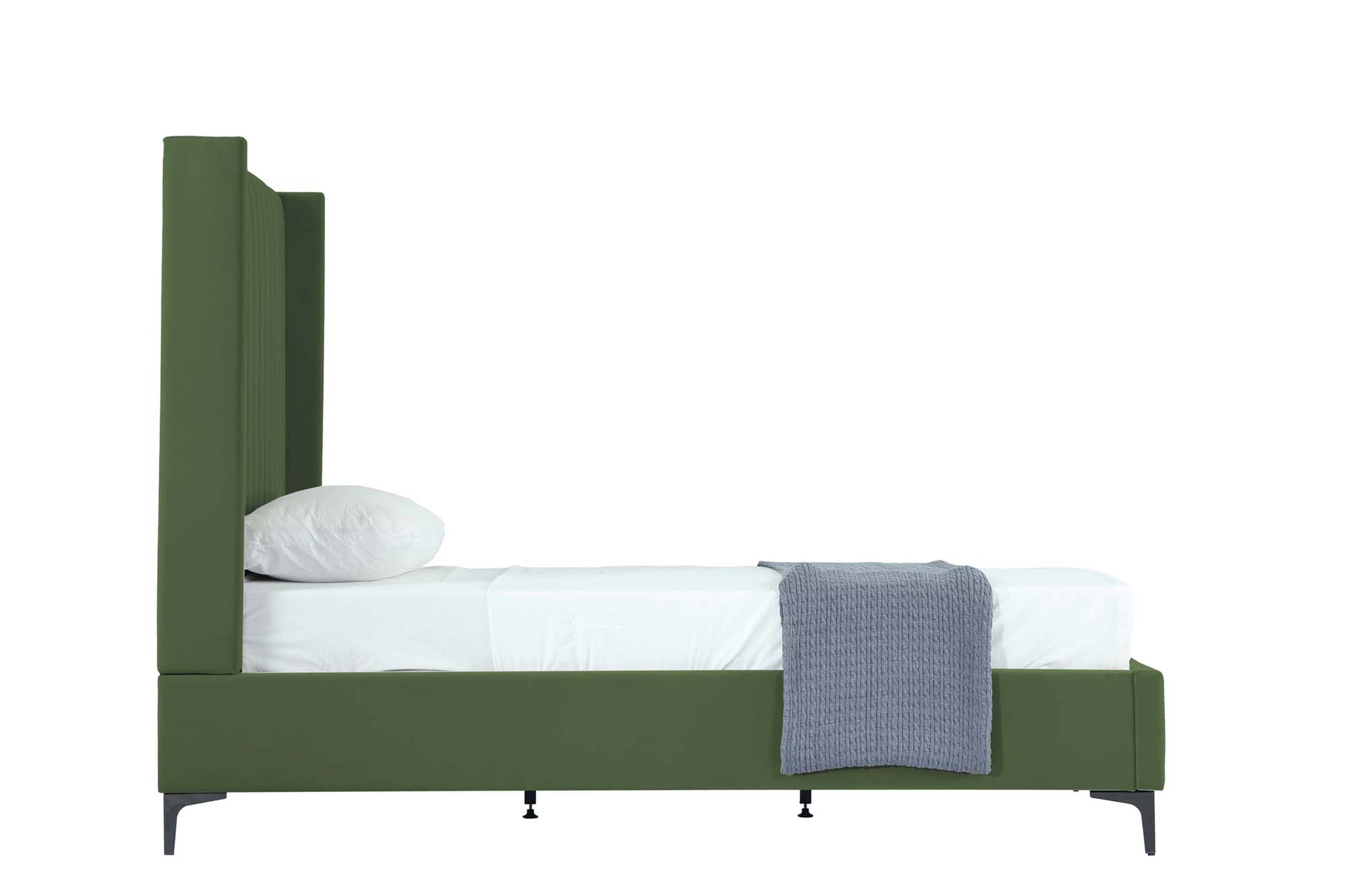 Promenade Upholstered Velvet Twin Bed in Moss