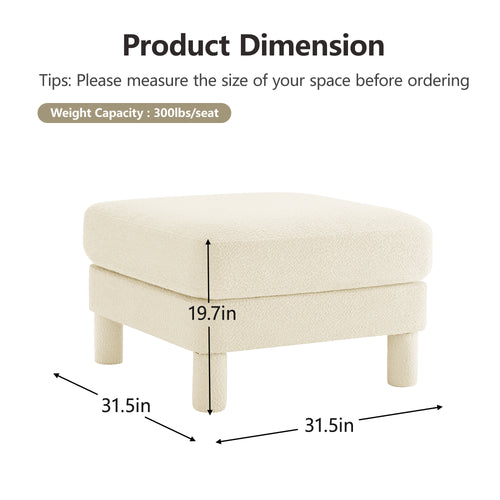 Premium Polyester Beige Ottoman