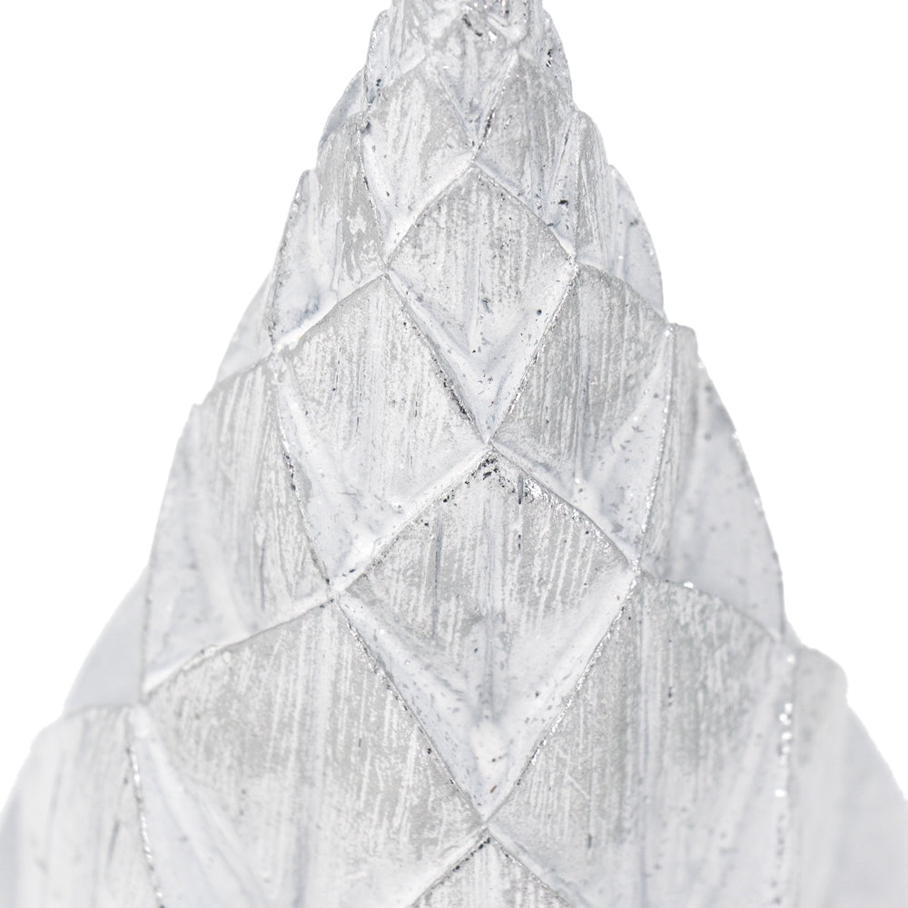 Set of 3 Resin White/Silver Foil Christmas Trees