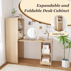 Stretchable Desk with Storage Shelves and Mobile Wheels