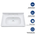 23.75"x15.75" Wall-Mounted Rectangular Ceramic Bathroom Sink